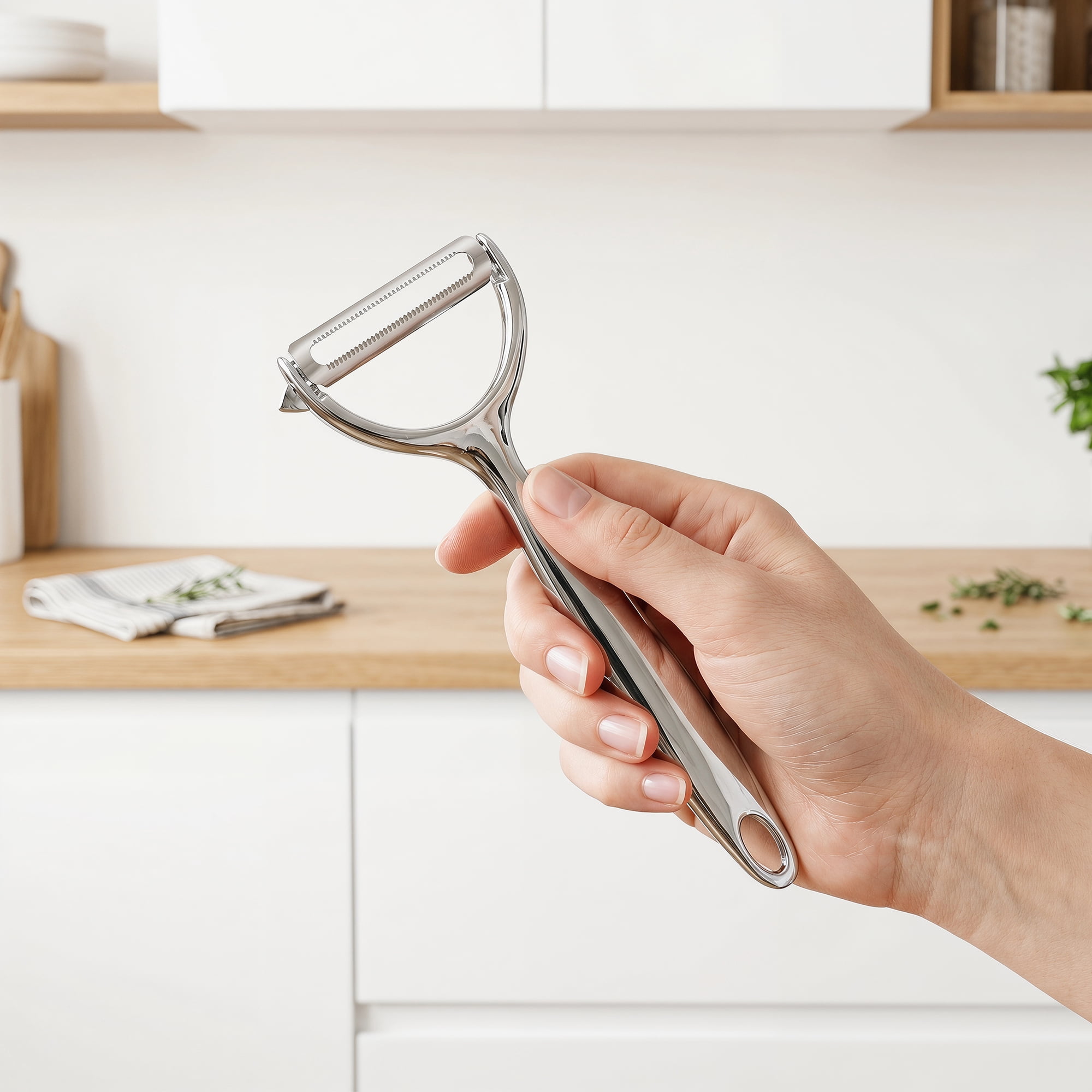 Unique Bargains Stainless Steel Y Vegetable Peeler with Handle Silver-Serrated 5.9x2.4 in