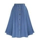 thumbnail image 1 of Falda de corte A para mujer, cintura alta con volantes, dobladillo suelto, falda vintage para fiestas, sesiones de fotos, color azul cielo, talla única, 1 of 12