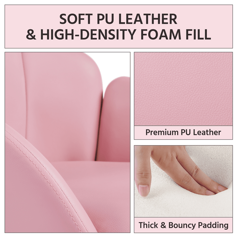 Alden Design Modern Faux Leather Accent Chair with Golden Metal Legs for Living Room, Simple Pink
