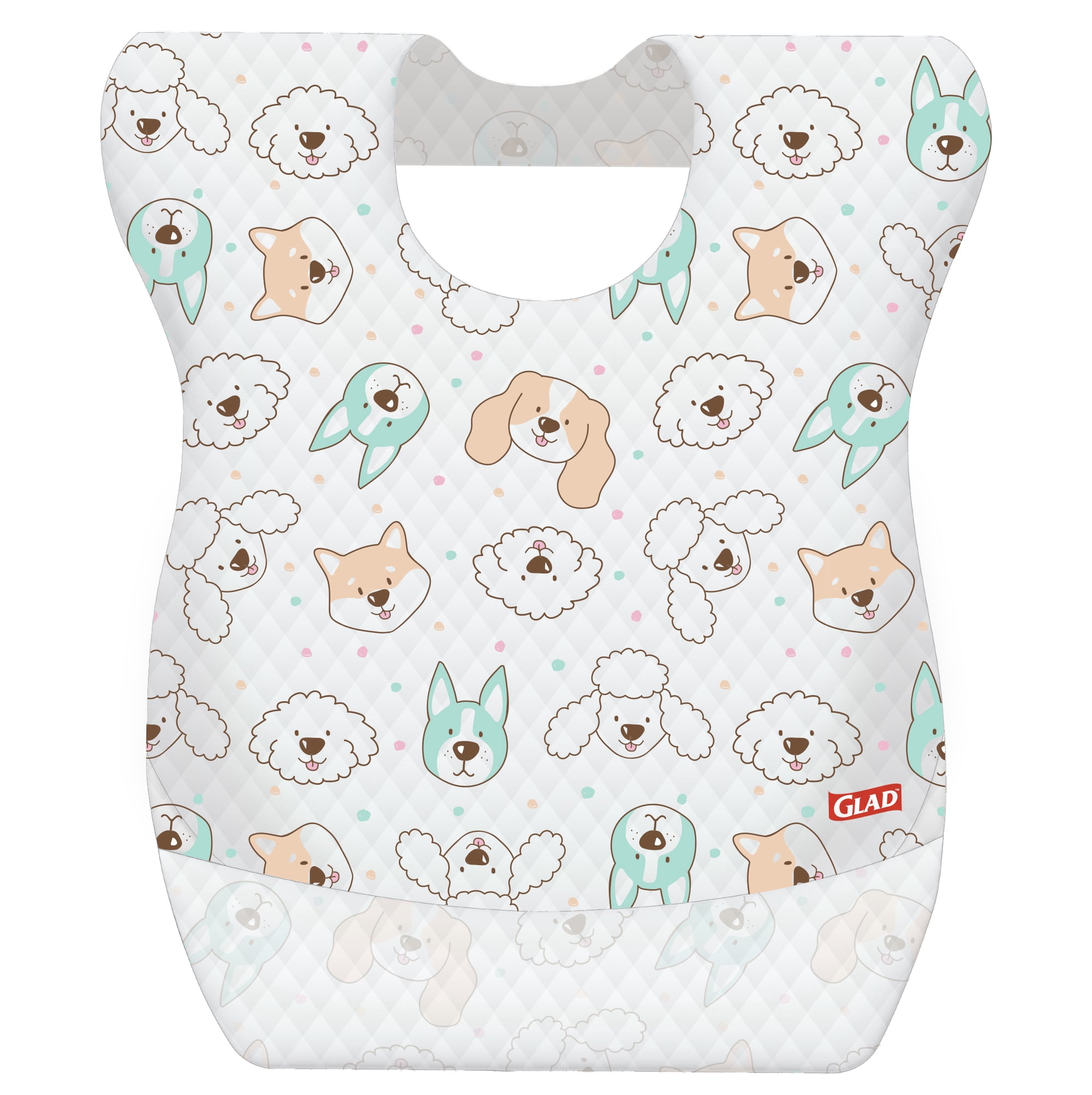 Glad for Kids Disposable Paper Bibs with Adorable Puppy Faces - 20 Count