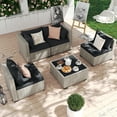 thumbnail image 3 of Amopatio 5 Pieces Patio Conversation Set, Outdoor Sectional PE Rattan Wicker Furniture Seat,BLACK, 3 of 7