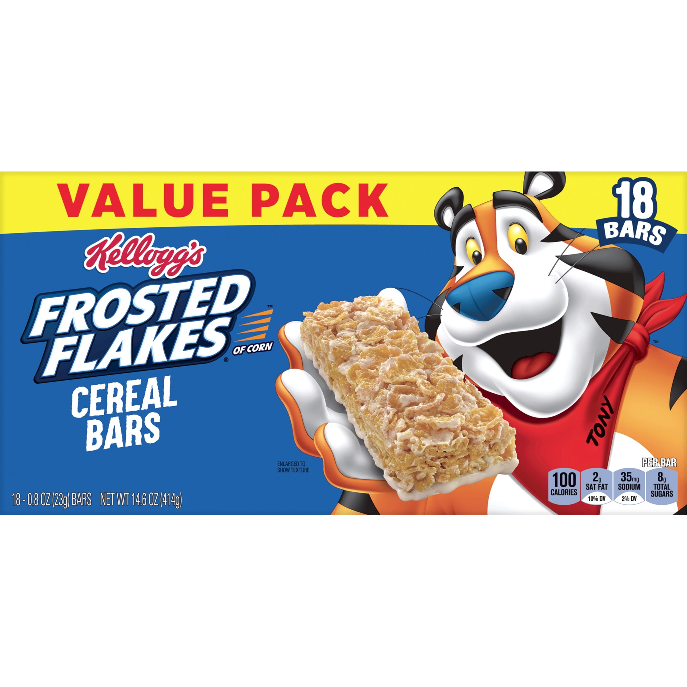 Kellogg's Frosted Flakes Original Chewy Breakfast Cereal Bars, Kids Breakfast Bars, 14.6 oz, 18 Count