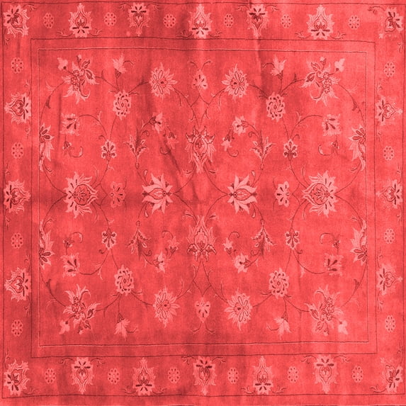 Ahgly Company Indoor Square Abstract Red Contemporary Area Rugs, 3' Square