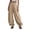 Khaki, variant on Women's Ruffled Hem Wide Leg Pants, Loose Fit High Waisted Casual Trousers for Women, Pleated Balloon Harem Pants with Elastic Waist, Trendy Summer Pants for Going Out Club Festival Work Black L
