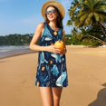 thumbnail image 3 of Fotbe Playful Whales Underwater Scene Vestido de Verano sin Mangas para Mujer – Vestido Midi Línea A, Estilo Camiseta Floral, Vestido Playero Casual y Fluido, 3 of 7