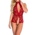 thumbnail image 5 of HUPOM Women's Panties Mid Waist Pull-On Jumpsuit Sleep Underwear on Clearance Red Size L, 5 of 6