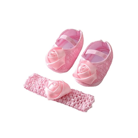 

Ritualay Newborn Mary Jane Flats Prewalker Moccasins Soft Sole Crib Shoes Breathable Comfort Walking Shoe Christening Wedding Princess Loafer Flat Pink 4.5C