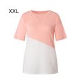 thumbnail image 2 of T-shirt Femme à Manches Courtes Col Rond Blouse Décontractée Femme, Rose, TTG, 2 of 7