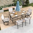 thumbnail image 2 of 7 Piece Outdoor Patio Furniture Set,6-Person Dining Set with Cushioned Swivel Chairs, Textilene Table, All-Weather Backyard, Garden, Terrace Conversation Set, Beige, 2 of 10