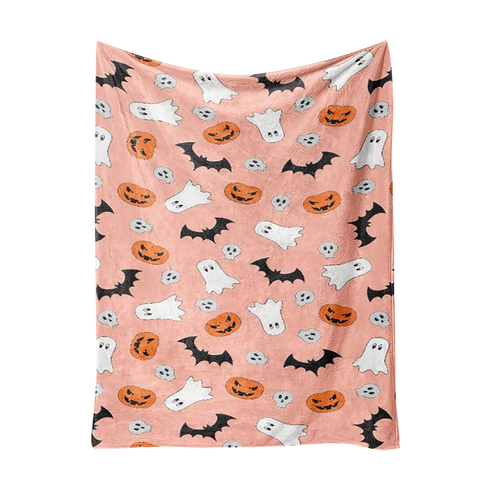 Couverture Halloween Polaire - Motifs Citrouille, Fantômes - 100x150 Cm - Douce Et Chaude - Déco Saisonnière