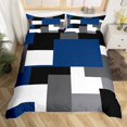 thumbnail image 2 of Manfei Female Men Women Sqare Plaid 3pcs Duvet Cover King,Grey Blue Ultra Soft Bedding King Size,Mid Century Geometric Rectangle Microfiber Comforter Cover King(No Comforter), 2 of 6