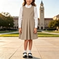 thumbnail image 4 of OGLCCG School Uniform Jumper Dress for Girls Kids Sleeveless A-Line Pleated Mini Dress Back to School Clothes Size 5-14(Khaki,9-10 Years), 4 of 7
