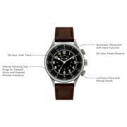 Bulova Mens Military Automatic Brown Leather Strap Watch 96A245