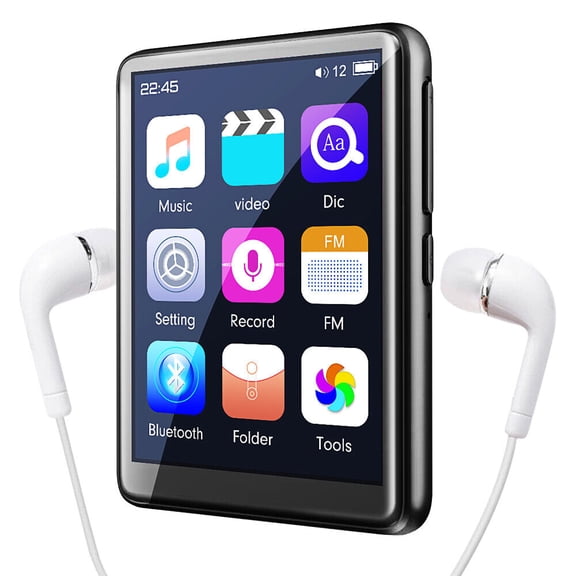 Seneo Bluetooth 5.0 Portable MP3 Player 2.5inch Full Touch Scree Music Player Hi-Fi Lossless Sound FM Radio, 4GB
