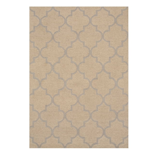 Hand-Tufted Wool Beige Traditional Trellis Moroccan Rug, Made in India