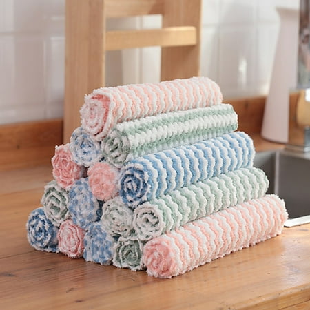 

Xunyuan 1/2/5/10/15Pcs Kitchen Wave Absorbent Cleaning Washing Dish Cloth Towel Rag