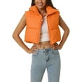 thumbnail image 1 of Chaleco acolchado ligero de mujer INSPIRE CHIC con cuello alto y cremallera, chaleco corto, color naranja, 1 of 6