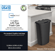 Mainstays Kitchen Trash Can, 11 Gallon Plastic Garbage Bin with Lift Top Lid, Black