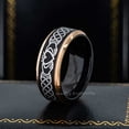 thumbnail image 3 of Jewelry Avalanche Men's Celtic Claddagh Wedding Band - 8mm Black Tungsten Ring with Rose Gold Stepped Edges size 8.5, 3 of 5