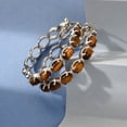 thumbnail image 2 of Tigers Eye Gemstone Hoop Earrings for Women Trendy with Platinum Plating - Unique Cute Fashion Hoops Birthstone Jewelry Christmas Gifts, 2 of 6