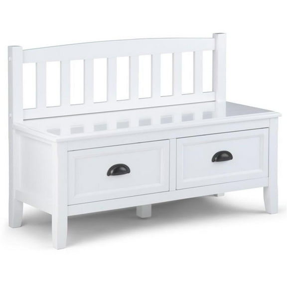 Trent Home 42" W Solid Wood Entryway Storage Bench with Drawers in White