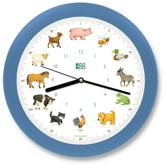 KOOKOO Horloge Murale pour Enfants avec Sons Naturels, 12 Animaux de la Ferme