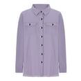 thumbnail image 4 of Women's Denim Jackets Loose Y2k Jean Shirt Shackets Button Down Casual Long Boyfriend Frayered Hem Outwear Tops (S, Purple), 4 of 6