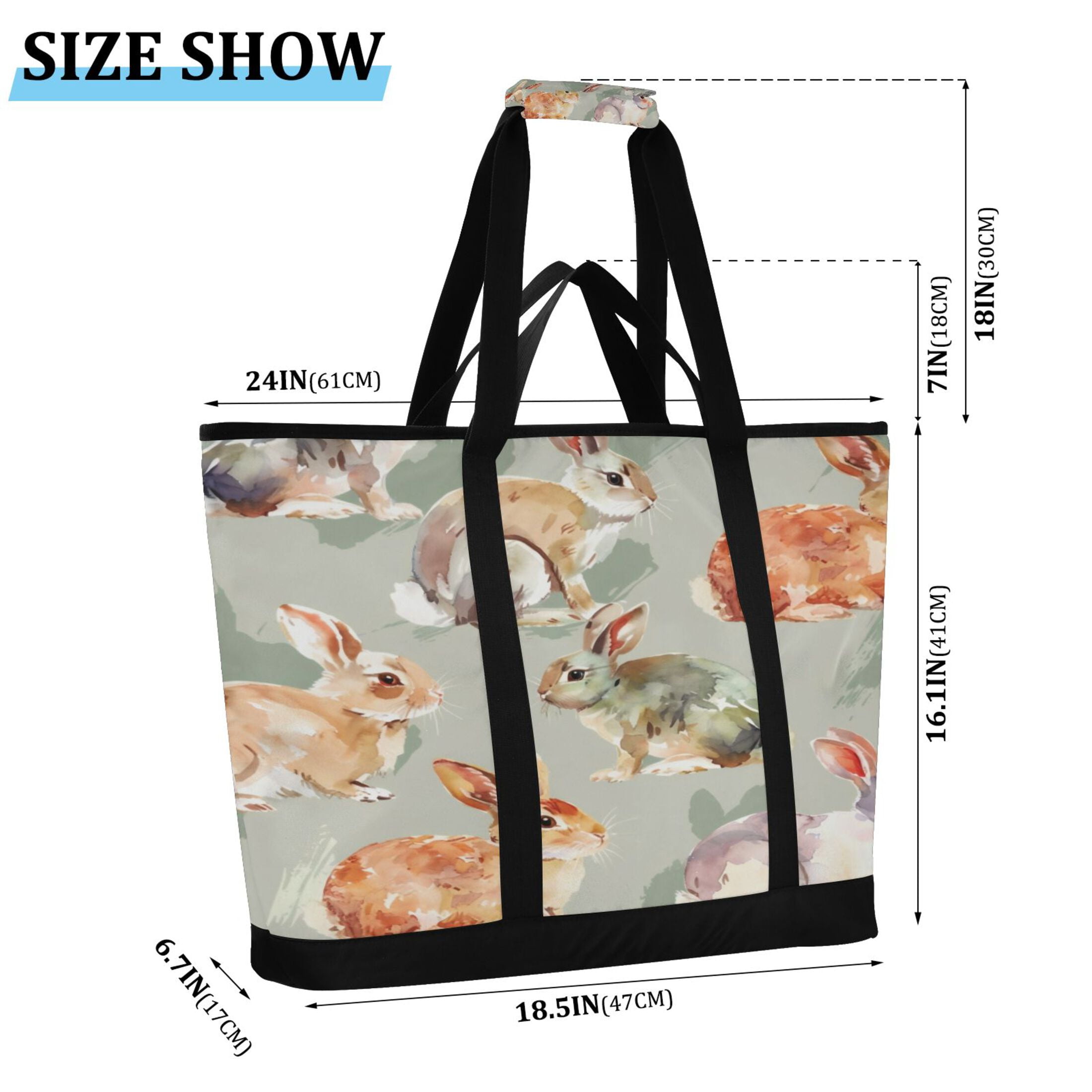 Large Hand-held Ice Pack Picnic Bag Insulation and Refrigeration Suitable for Shopping Picnics and Camping Colorful Rabbit