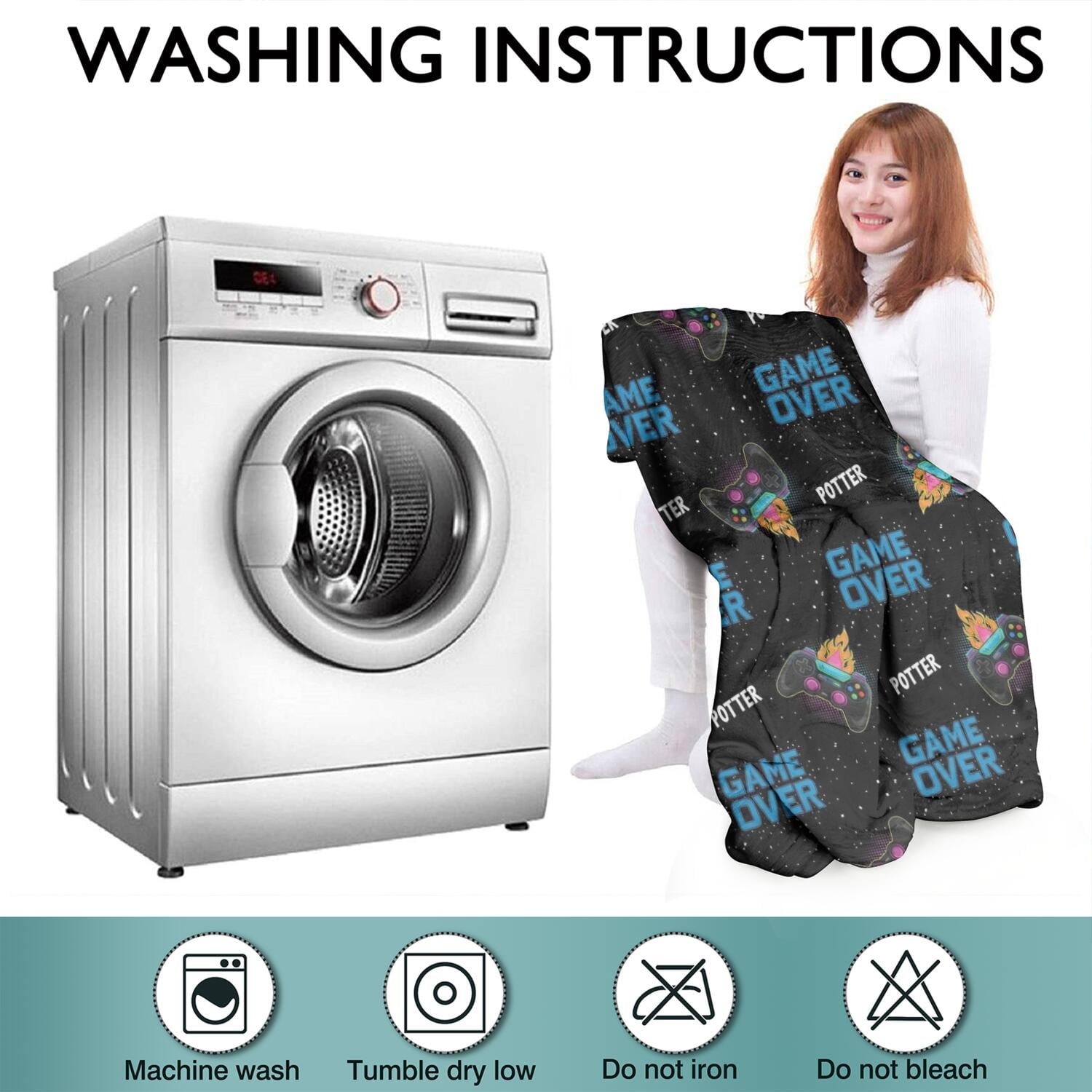 Wearable Oversized Blanket,Multicolor Controllers Games Icons Black Pattern Wearable Blanket Hoodie for Adults,Cozy Hooded Blankets with Super Pockets,Super Warm Fuzzy Pullover for Women & Men