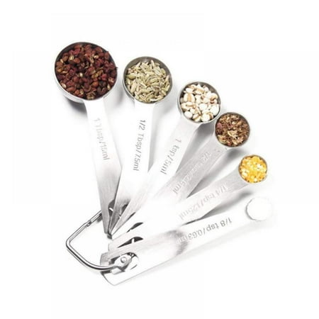 

Measuring Spoons 6 Piece Stainless Steel Round Heavy Duty Mirror Polished Measuring Spoon for Baking Food Cooking