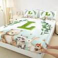 thumbnail image 3 of Feelyou Kawaii Bear Rabbit Twin Sheet Sets, Watercolor Cartoon Animal Twin Fitted Sheet, Initial L Letter Theme Flat Sheet, Lightweight Room Decor, 3-Piece, 3 of 7