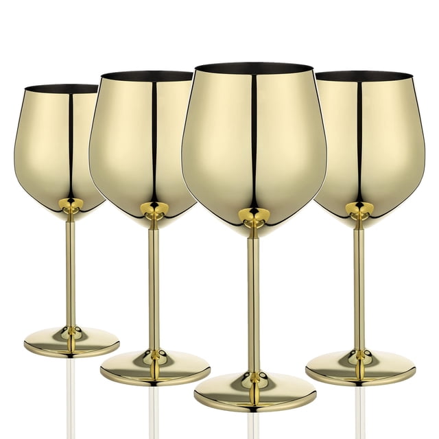 Copas de vino WOTOR de acero inoxidable irrompible, paquete de 4 unidades, 530 ml