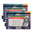 thumbnail image 5 of 2 Pack Pencil Pouch for 3 Ring Binder Zipper Pencil Case Astronaut in Space Clear Window Pencil Bag Organizers, 5 of 6