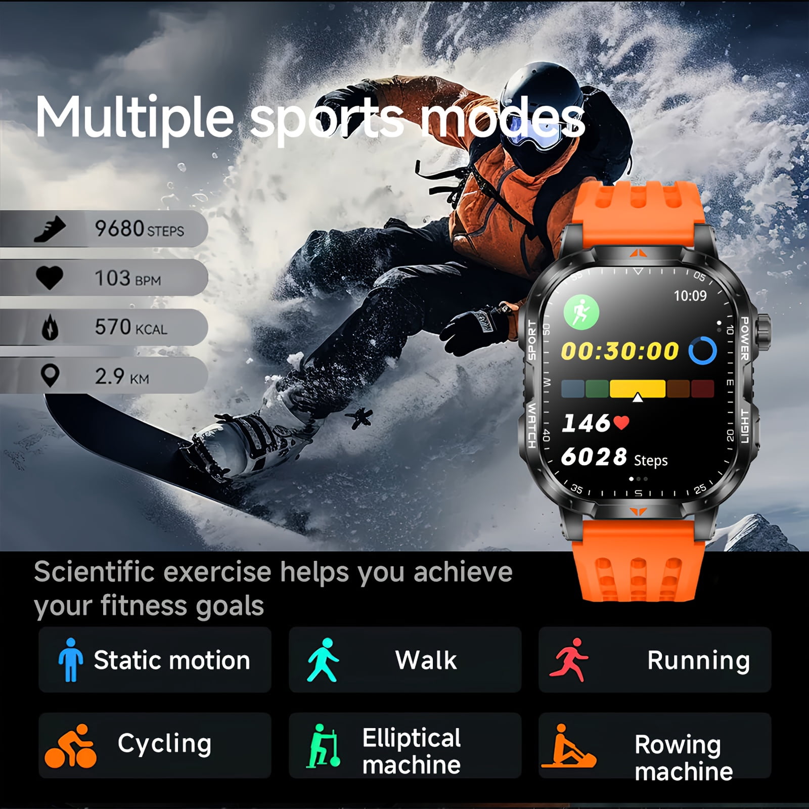 High-Capacity Battery Smartwatch: 120-Day Battery, 2.01-Inch HD Touch Screen, LED Flashlight, Wireless Calling, 120+ Sports Modes, Pedometer, Fitness Tracker