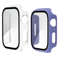 thumbnail image 1 of 2 Pack PC Case with Tempered Glass Screen Protector Compatible with Apple Watch Series 3 Series 2 42mm, HD Overall Shockproof Protective Cover for iWatch transparent and purple, 1 of 5