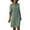 Mint Green, variant on Women's Cotton Linen V-Neck Short Sleeve Mini Dress - Casual Holiday Semi-Casual Solid Color Pullover Dress for Spring/Summer