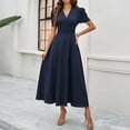 thumbnail image 2 of Youmylove Womens Summer Dresses 2025 Women's Short Sleeve Dress High Waist V Neck Puff Sleeve Dresses Wedding Guest Formal Evening Maxi Dress A-Line Tiered Sundress, 2 of 7