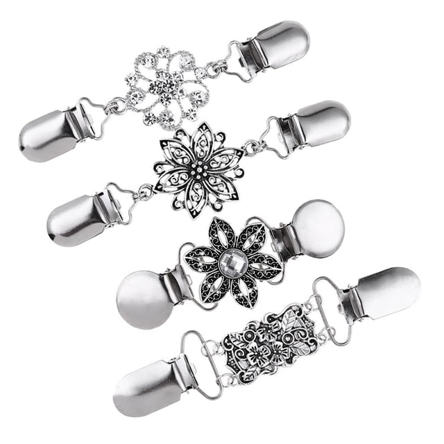 lionlar 4x Pinces à Manches pour Femmes Clips de Canard Fleur Creuse Foulard en Strass Blouse Pull