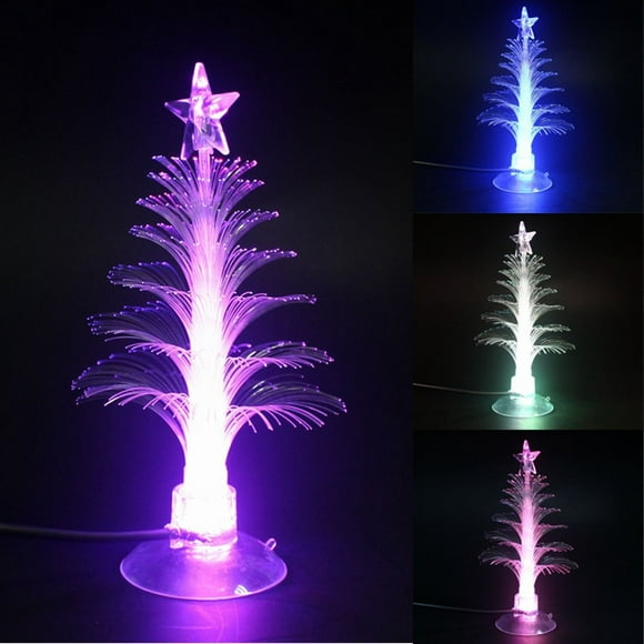 USB Powered 7 Colors Changing Fiber Optic Christmas Tree Xmas LED Light with a Star on Top