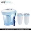 Zero Water 10-Cup Ion Exchange Water Dispenser Pitcher & 2 Replacement Filters Combo
