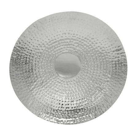 24 Inch Outdoor Wall - Decmode Modern 24 x 24 Inch Silver Dimpled Metal Disc Wall Decor