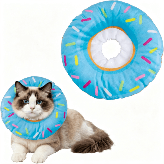 BESTSKY Blue Soft Cat Cone Collar Comfortable Adjustable Donut Recovery Collars Lightweight Elizabeth Collar Post-Surgery Wound Care Anti-Licking and Biting for Small Cats
