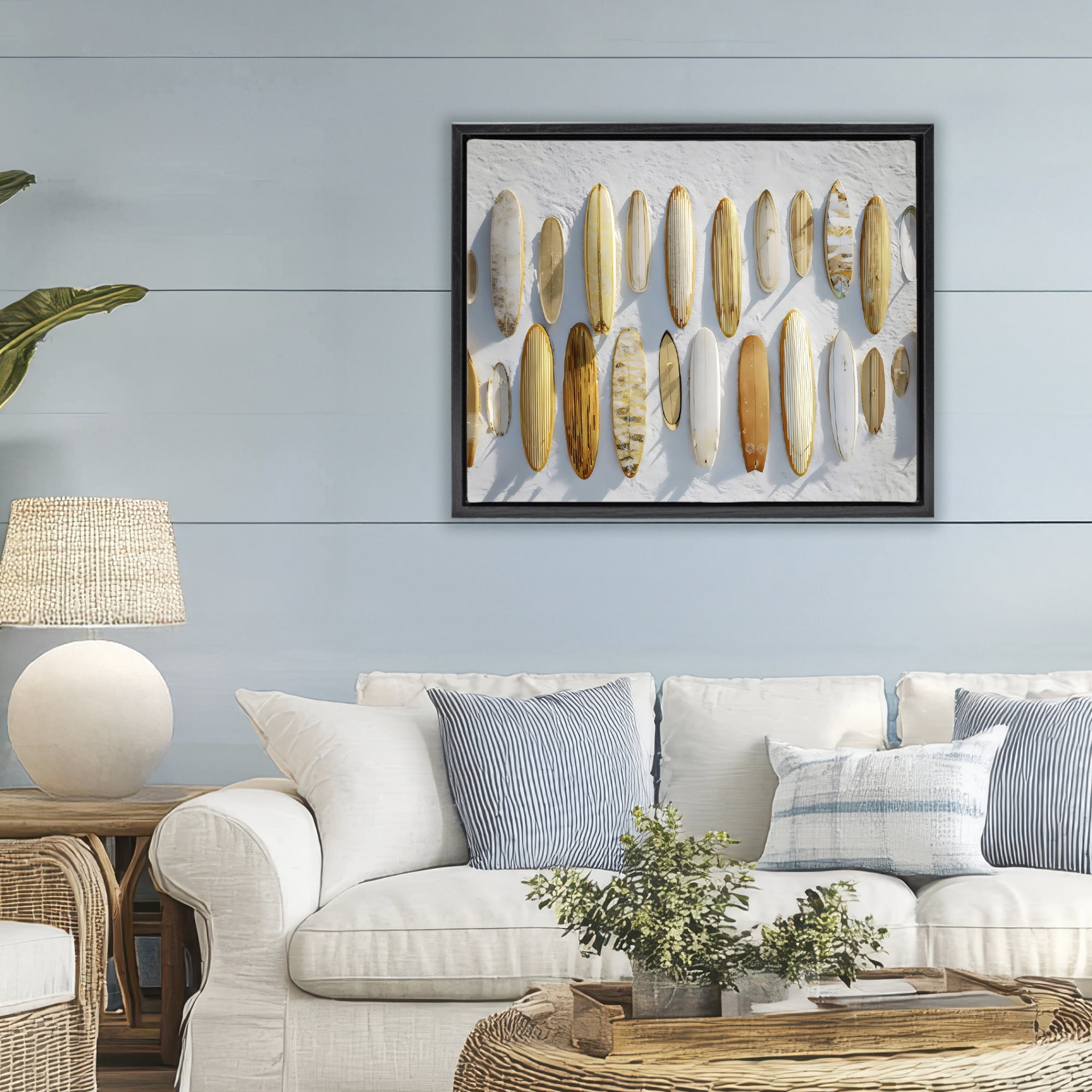 Stupell Industries Vintage Surfboard Collection Black Framed Floater Canvas Wall Art, design by Franklyn Gregory