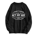 thumbnail image 4 of AWZXDE Women's Pure Color Letter Print Sweatshirt - Versatile Pullover for Casual Outfits, with Jeans Black,XL, 4 of 5