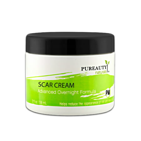 Pureauty Naturals Scar Cream (PM) - Acne, Burns, Cuts, Stretch Marks, C-Section Marks & Plastic Surgery - 60 (The Best Scar Treatment Cream)