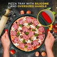 thumbnail image 5 of NutriChef 13-Inch Nonstick Pizza Tray Set of 20 Pcs- Carbon Steel Round Pan with Perforated Holes & Silicone Grip Handles - Dishwasher Safe Premium Bakeware, 5 of 8