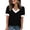 #0281-Black, variant on Womens Tops Contrast V Neck Short Sleeve Blouse White Trim Button Cuff Soft Fabric Relaxed Fit Daily Dressy Casual Fashion Blouses Gift