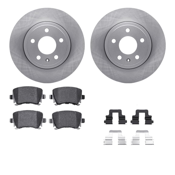 Dynamic Friction Company Rear Brake Rotors with 5000 Euro Ceramic Brake Pads includes Hardware 6612-73148