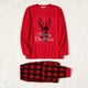 thumbnail image 3 of Conjunto de pijama polar de manga larga a juego para toda la familia con ciervos navideños y letras bordadas en rojo (resistente al fuego), 3 of 5