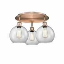 Innovations Lighting  Athens - 3 Light 20" Flush Mount Clear/Antique Copper